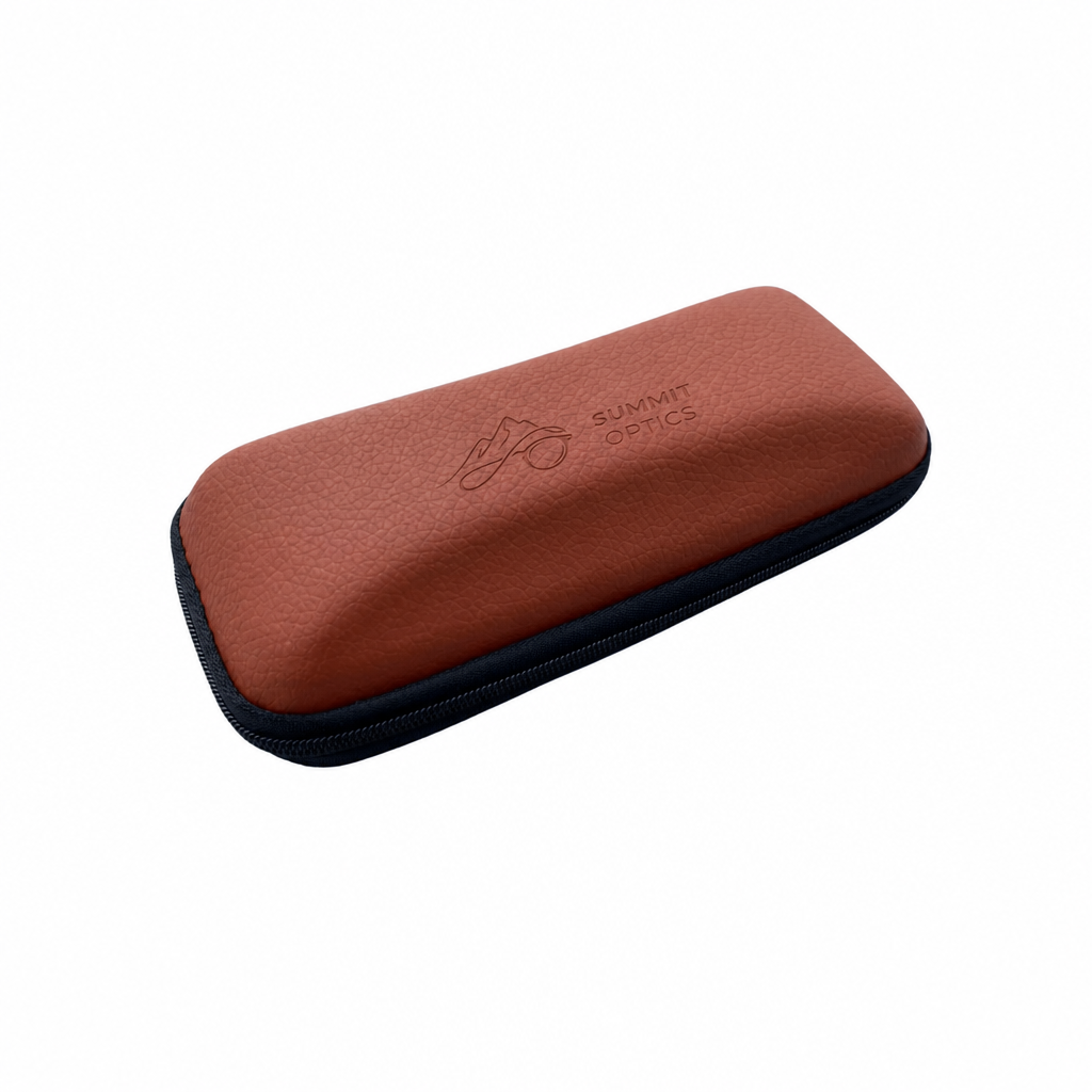 Leather Hard Shell Sunglasses Case - Brown