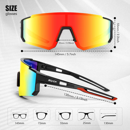SCVCN Sportsonnenbrille für Herren und Damen – Radfahren, Mountainbiken, Biken, Camping, Golf, Baseball, Y2K-Mode, UV400, Street Style
